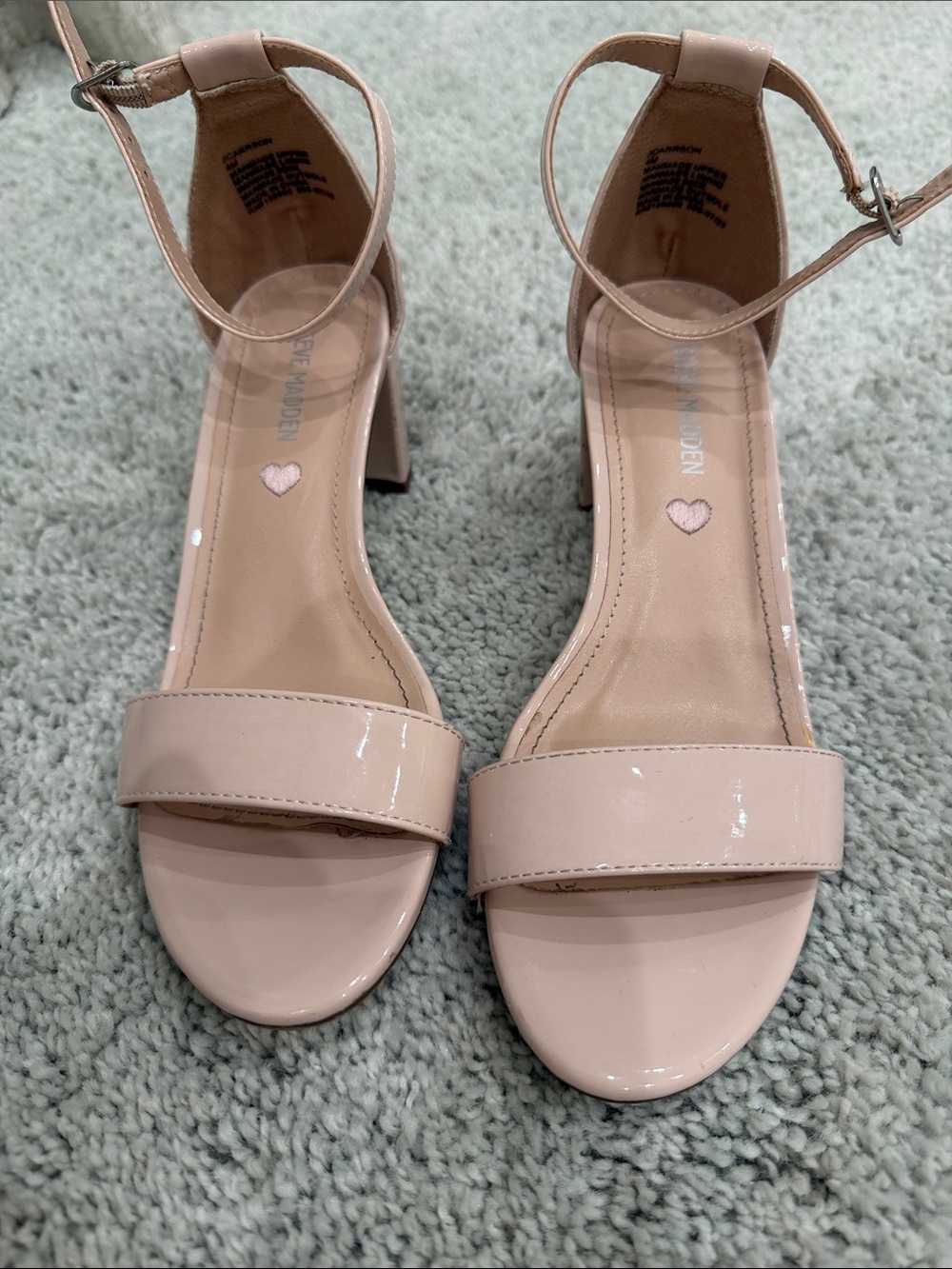 Steve Madden Blush Patent Ankle-Strap Block Heels